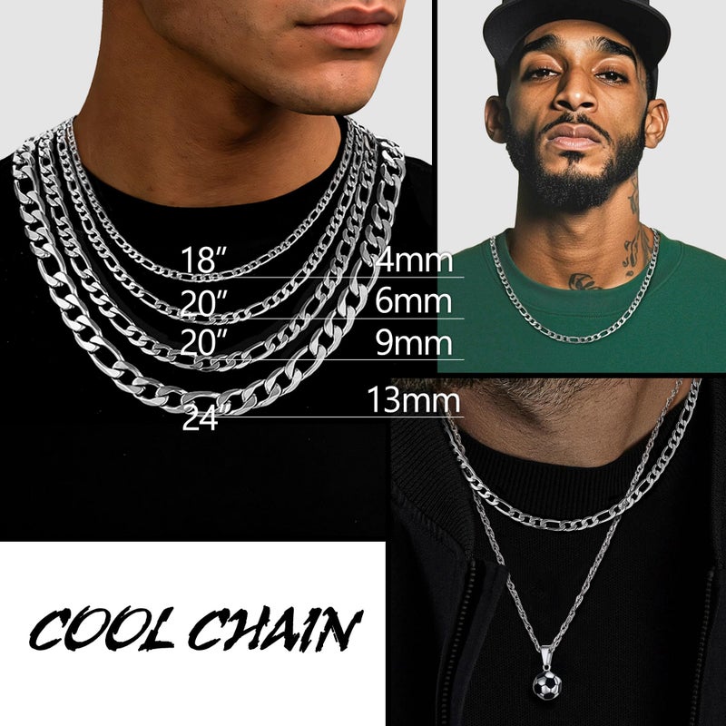 PROSTEEL Chain For Men Stainless Steel Necklaces Punky 30 Inch Long 9mm Figaro Link Chunky Thick Necklace - Image 2