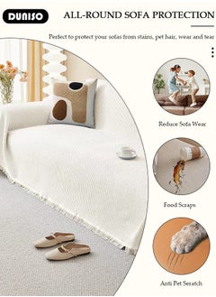 DUNISO Double Sided Couch Cover Sheet Blanket, Lightweight Knitted Throw Blankets with Tassels, Pet Couch Covers for Sofa, All Seasons Oversized Couch Cover Blanket  for Couch, Bed, Sofa  All Seasons  - Image 2
