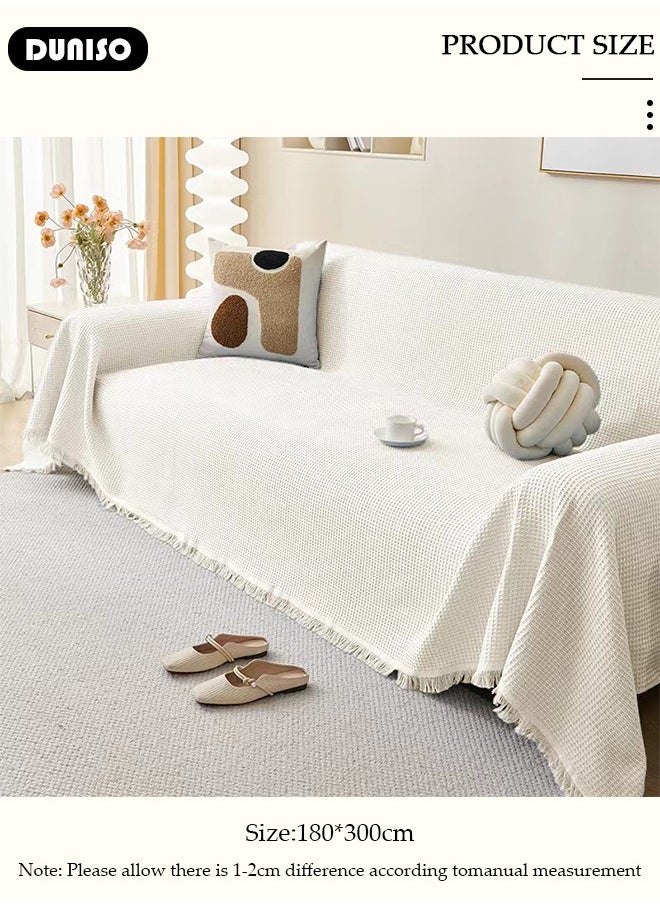 DUNISO Double Sided Couch Cover Sheet Blanket, Lightweight Knitted Throw Blankets with Tassels, Pet Couch Covers for Sofa, All Seasons Oversized Couch Cover Blanket  for Couch, Bed, Sofa  All Seasons  - Image 4