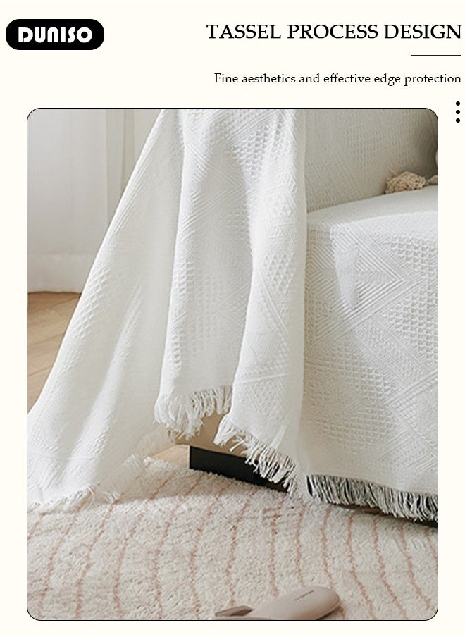 DUNISO Double Sided Couch Cover Sheet Blanket, Lightweight Knitted Throw Blankets with Tassels, Pet Couch Covers for Sofa, All Seasons Oversized Couch Cover Blanket  for Couch, Bed, Sofa  All Seasons  - Image 5