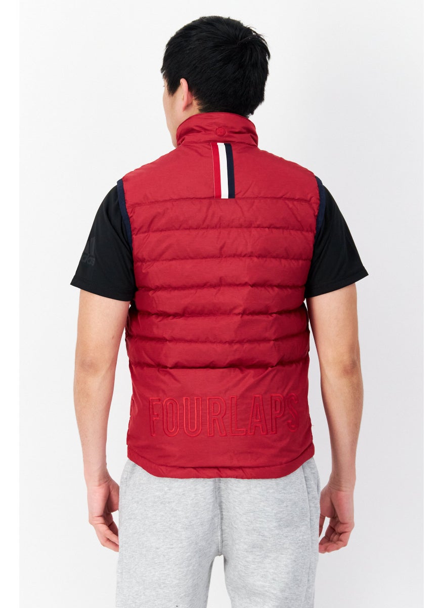 Fourlaps - Men High Neck Quilted Puffer Vest, Red Combo - Image 1