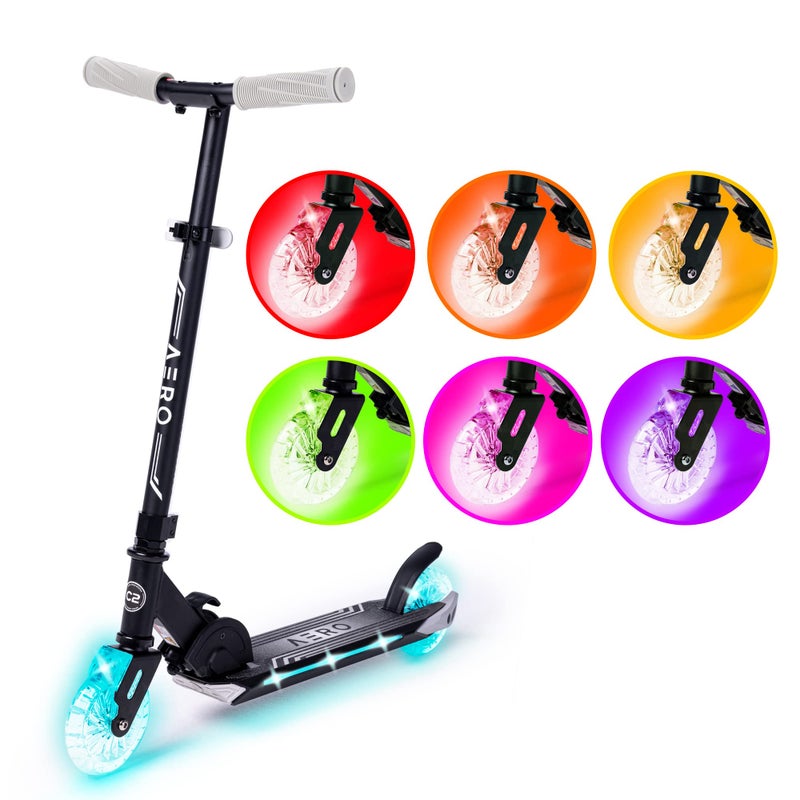 Aero Scooter for Kids 57 with Dynamic Lights Boys Girls 2 Wheels Kick Scooter Foldable Height Adjustable 110lbs Max