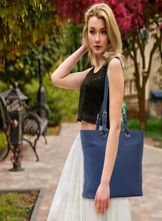 Banuce Large Capacity Leather Tote Bag for Women Shoulder Satchel Purses and Handbags Hobo Bag Blue - Image 2