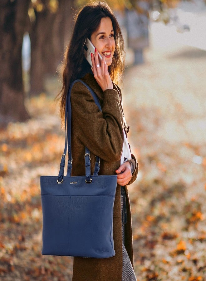 Banuce Large Capacity Leather Tote Bag for Women Shoulder Satchel Purses and Handbags Hobo Bag Blue - Image 3