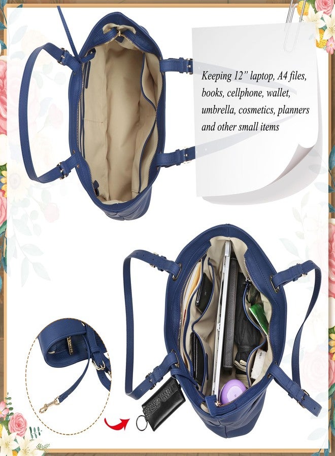 Banuce Large Capacity Leather Tote Bag for Women Shoulder Satchel Purses and Handbags Hobo Bag Blue - Image 5