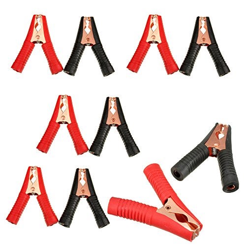exgoofit Insulated Alligator Clips Durable Heavy Duty Black & Red Boot Metal Spring Loaded Truck Car Battery Electric Test Clips Lead Probe Alligator Clamps (100A 10-PACK) - Image 1
