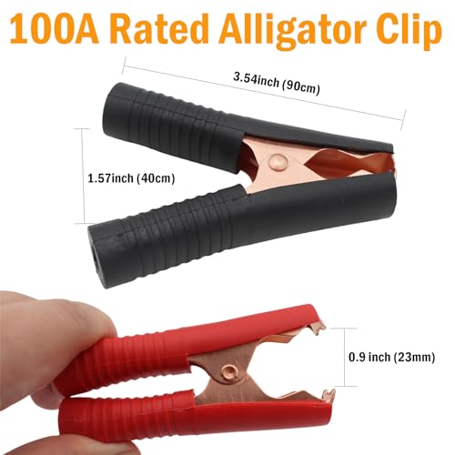 exgoofit Insulated Alligator Clips Durable Heavy Duty Black & Red Boot Metal Spring Loaded Truck Car Battery Electric Test Clips Lead Probe Alligator Clamps (100A 10-PACK) - Image 2