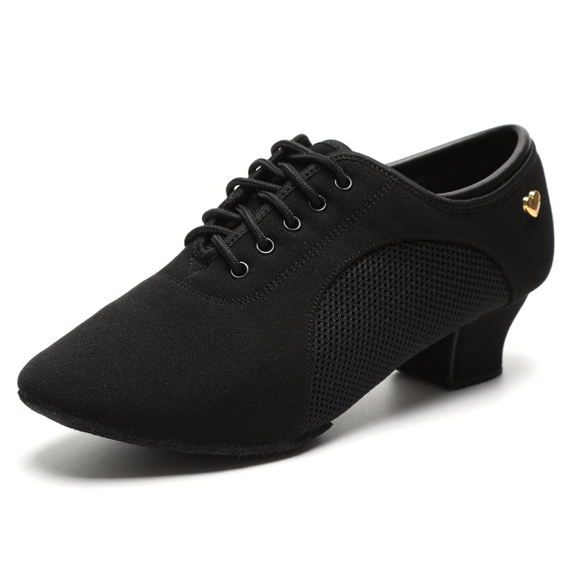 RoseMoli Women's Latin Dance Shoes Lace-up Ballroom Modern Salsa Rhythm Teaching Practice Professional Performance Dance ShoesBlack-1.5 - Image 1