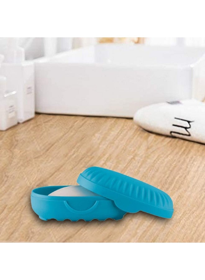 Kuber Industries Soap Holder for Bathroom | Portable Plastic Self Draining Soap Holder | Leakproof Soap Box for Bathroom, Outdoor Camping, Traveling | Sky Blue - Image 4