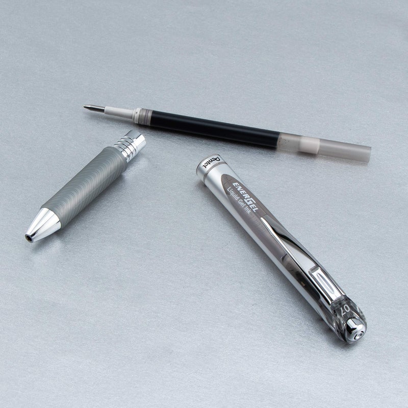 Pentel Energel Rtx Retractable Liquid Gel Ink Pen  (0.7Mm) Medium Line  Gray Ink  Box Of 12 Pens (Bl77-N) - Image 5