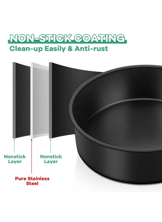 TeamFar 6 Inch Cake Pan, Round Baking Layer Cake Pan Set of 3, with Non-Stick Coating Stainless Steel Core for Birthday, Party, Wedding, Healthy & Heatproof, Release Easily & Easy Clean - Image 2