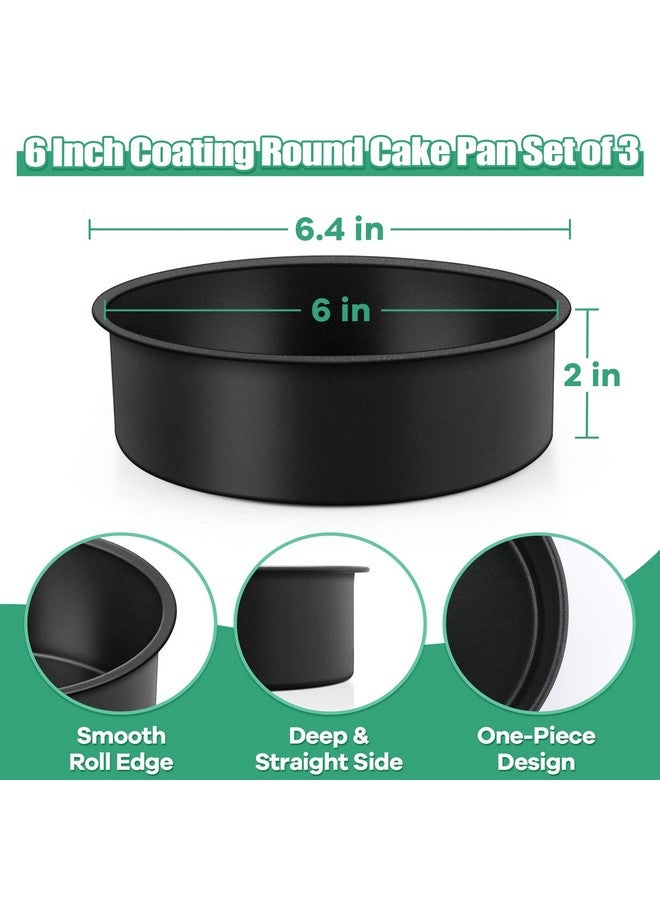 TeamFar 6 Inch Cake Pan, Round Baking Layer Cake Pan Set of 3, with Non-Stick Coating Stainless Steel Core for Birthday, Party, Wedding, Healthy & Heatproof, Release Easily & Easy Clean - Image 3