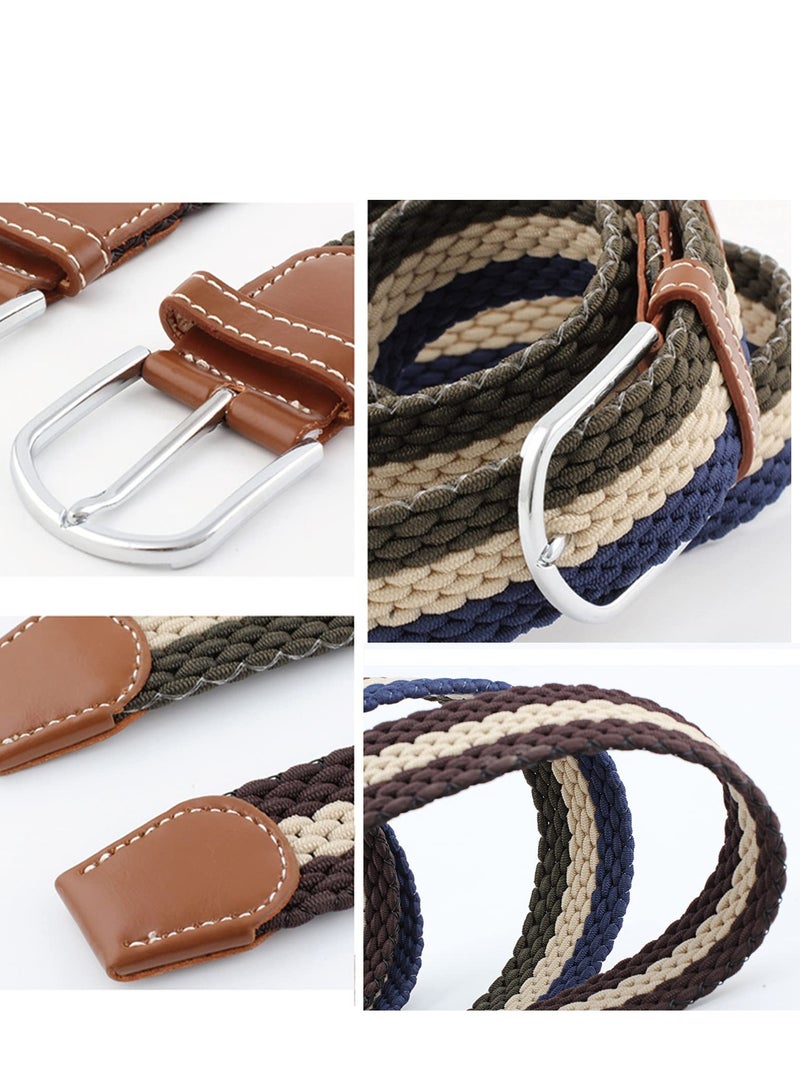 SYOSI Braided Belt, Mens Elastic Stretch Belt, Women Vintage Belts, Fabric Woven Girl Jeans Dress Casual Belt, Rugged Flex Nylon Cord Braided Belt  No Hole Design  - Image 3