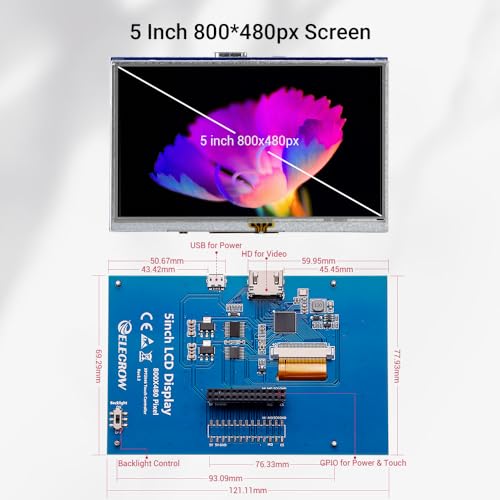 ELECROW 5-Inch Resistive Touch Screen TFT LCD Display, 800x480 HD Resolution, Compatible with Raspberry Pi 5/4/3/2B/Zero, Banana Pi, Jetson Nano, Windows 11/10/8/7 - Image 4