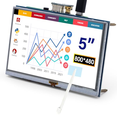 ELECROW 5-Inch Resistive Touch Screen TFT LCD Display, 800x480 HD Resolution, Compatible with Raspberry Pi 5/4/3/2B/Zero, Banana Pi, Jetson Nano, Windows 11/10/8/7 - Image 1
