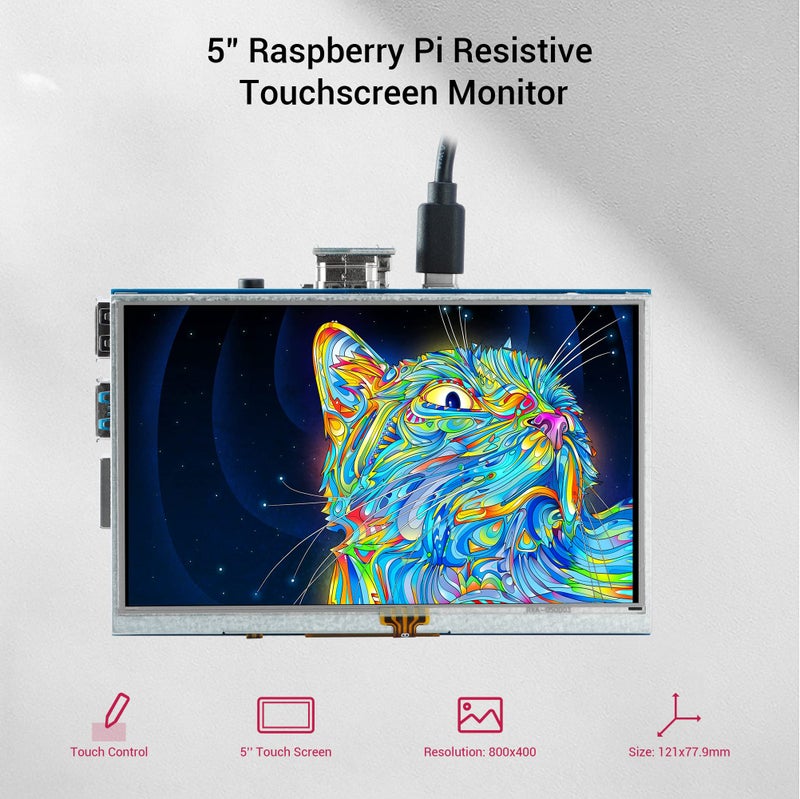 ELECROW 5-Inch Resistive Touch Screen TFT LCD Display, 800x480 HD Resolution, Compatible with Raspberry Pi 5/4/3/2B/Zero, Banana Pi, Jetson Nano, Windows 11/10/8/7 - Image 2