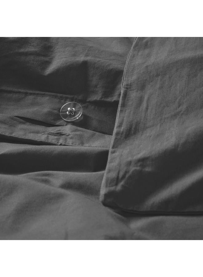 زبون غطاء لحاف و2 غطاء وسادة، رمادي غامق، 240x220/50x80 سم - Image 4