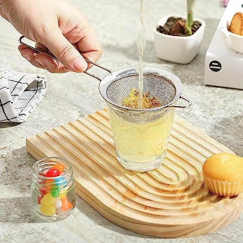 COKUMA Fine Mesh Strainers for Kitchen, COKUMA Stainless Steel Metal Hand Small Mini Sieve Strainer, Cocktail Strainer Tea Coffee Juice Strainer，Food Strainer with Handlle (3.35inch, Silver) - Image 4