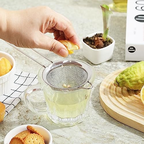 COKUMA Fine Mesh Strainers for Kitchen, COKUMA Stainless Steel Metal Hand Small Mini Sieve Strainer, Cocktail Strainer Tea Coffee Juice Strainer，Food Strainer with Handlle (3.35inch, Silver) - Image 5