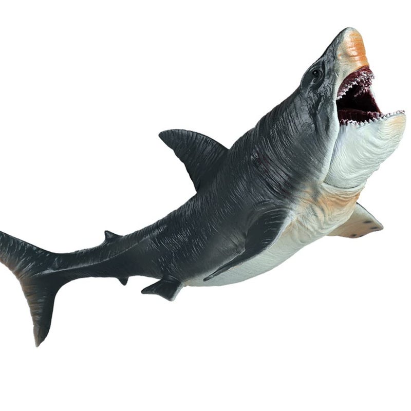 Sienon Large Shark Toys Megalodon 10.6”, Realistic Shark Toy Figures, Megalodon Shark Figurine, Large Deep Sea Creature Plastic Hand-Painted Ocean Animal Model Playset for Bath Toy, Cake Topper, Collection - Image 1