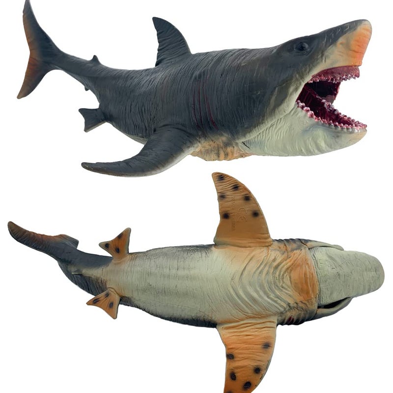 Sienon Large Shark Toys Megalodon 10.6”, Realistic Shark Toy Figures, Megalodon Shark Figurine, Large Deep Sea Creature Plastic Hand-Painted Ocean Animal Model Playset for Bath Toy, Cake Topper, Collection - Image 5