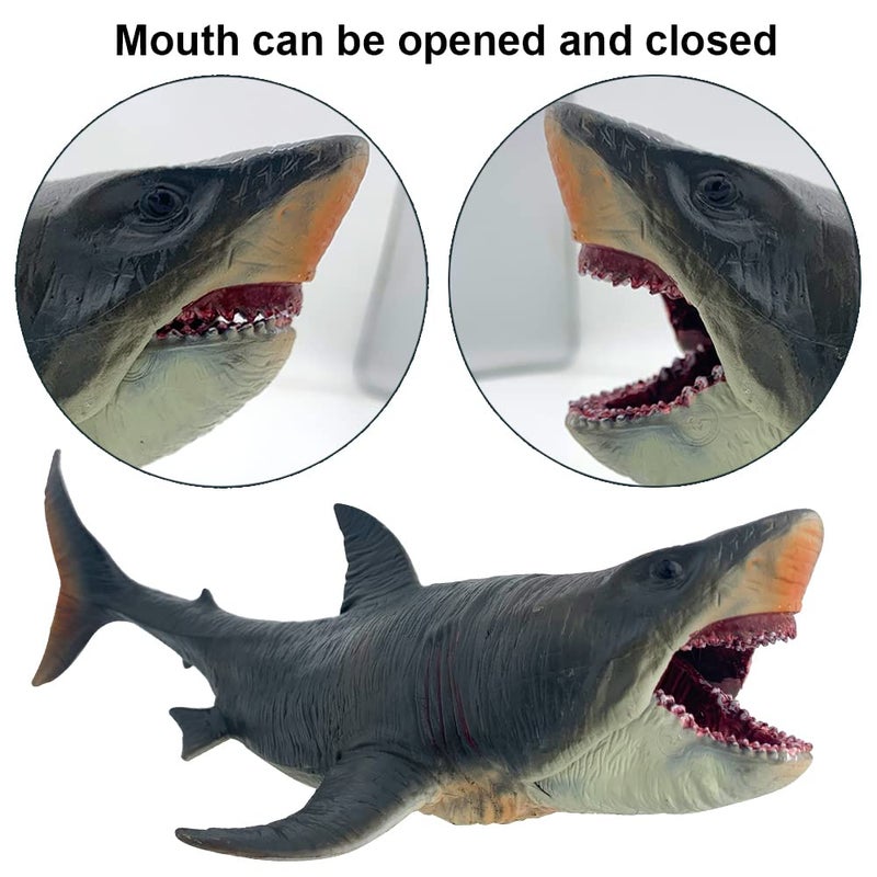 Sienon Large Shark Toys Megalodon 10.6”, Realistic Shark Toy Figures, Megalodon Shark Figurine, Large Deep Sea Creature Plastic Hand-Painted Ocean Animal Model Playset for Bath Toy, Cake Topper, Collection - Image 2