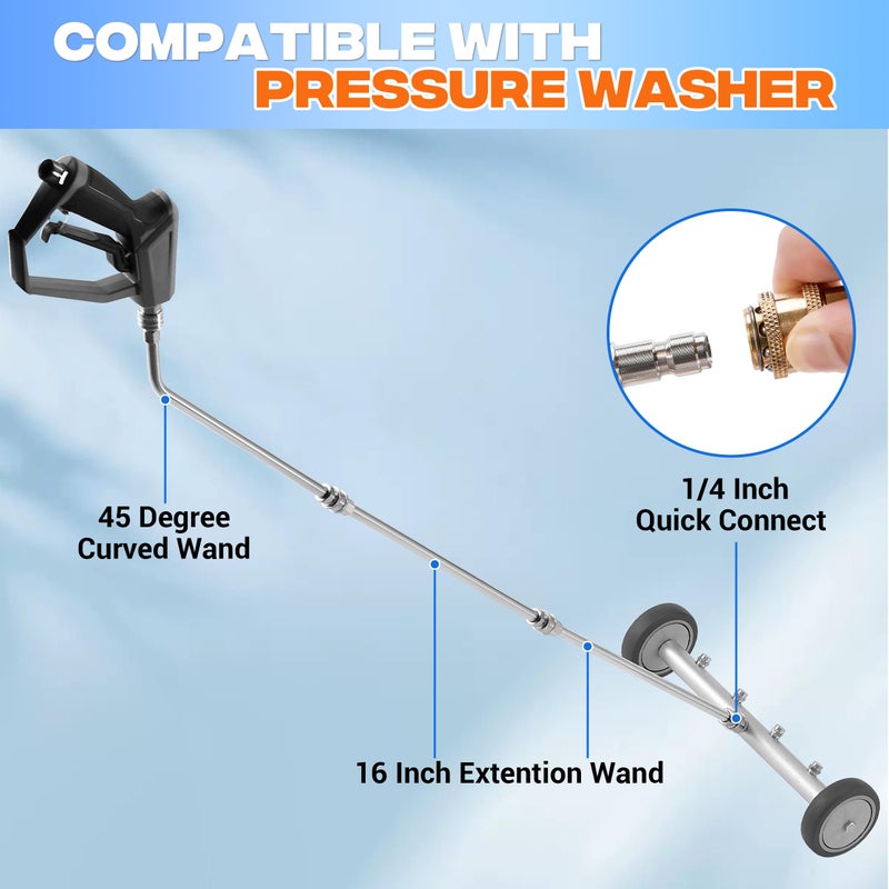 M MINGLE Undercarriage Pressure Washer Attachment, 16 Inch Powerful Under Car Washer with Car Wash Mitt, Low-Clearance Vehicle Compatible, 4000 PSI - Image 4