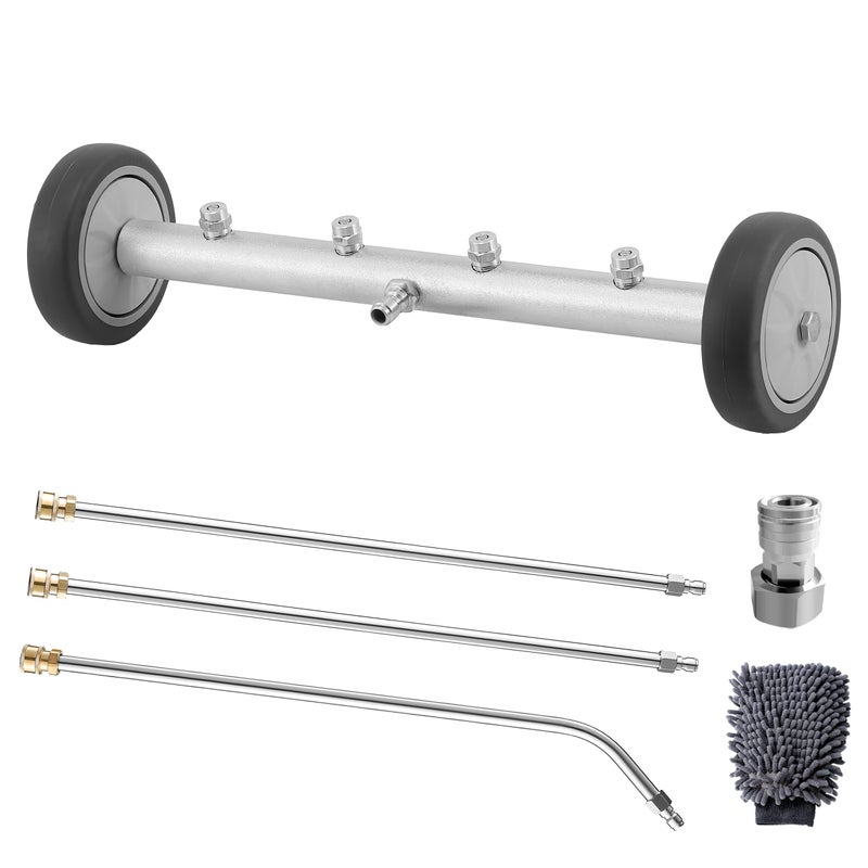 M MINGLE Undercarriage Pressure Washer Attachment, 16 Inch Powerful Under Car Washer with Car Wash Mitt, Low-Clearance Vehicle Compatible, 4000 PSI - Image 1