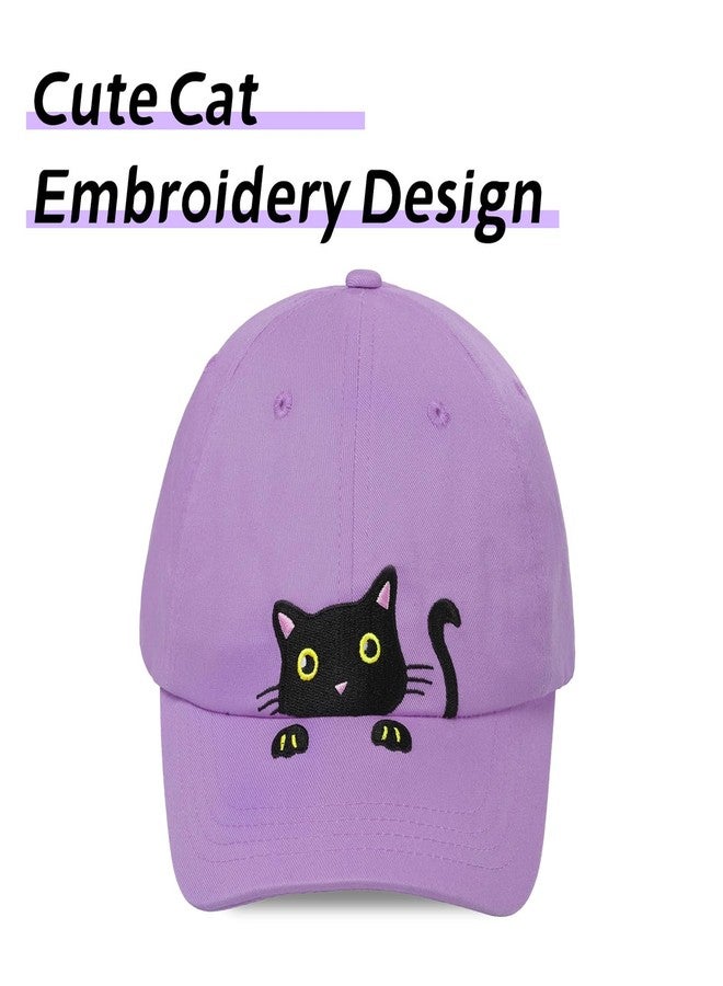 LUCKYBUNNY Girls Ponytail Hat Criss Cross Baseball Cap Cute Cat Embroidered Trucker Hat for Women Pink - Image 3