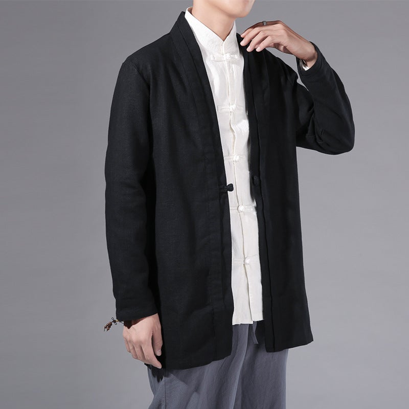 2021 Autumn New Chinese Style Men'S Coat Modified Chinese Style Top Casual Long Men'S Windbreaker - Image 1