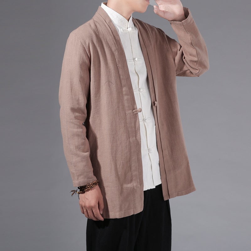 2021 Autumn New Chinese Style Men'S Coat Modified Chinese Style Top Casual Long Men'S Windbreaker - Image 5