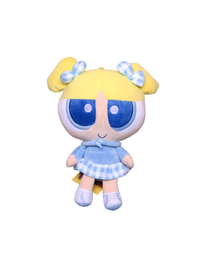 Flying Girls series flowery orange bubble yellow furry green creative new plaid shirt Powerpuff Girls cartoon plush doll children's gift (23cm) - Image 4