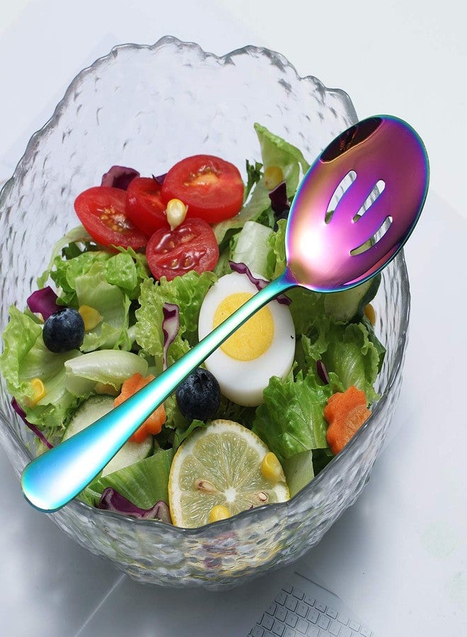 Kyraton Rainbow Serving Set - 4 Piece Titanium Plated Utensils, Includes 2 Spoons and 2 Slotted Spoons - Image 4