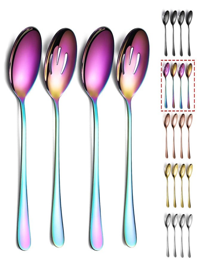 Kyraton Rainbow Serving Set - 4 Piece Titanium Plated Utensils, Includes 2 Spoons and 2 Slotted Spoons - Image 1