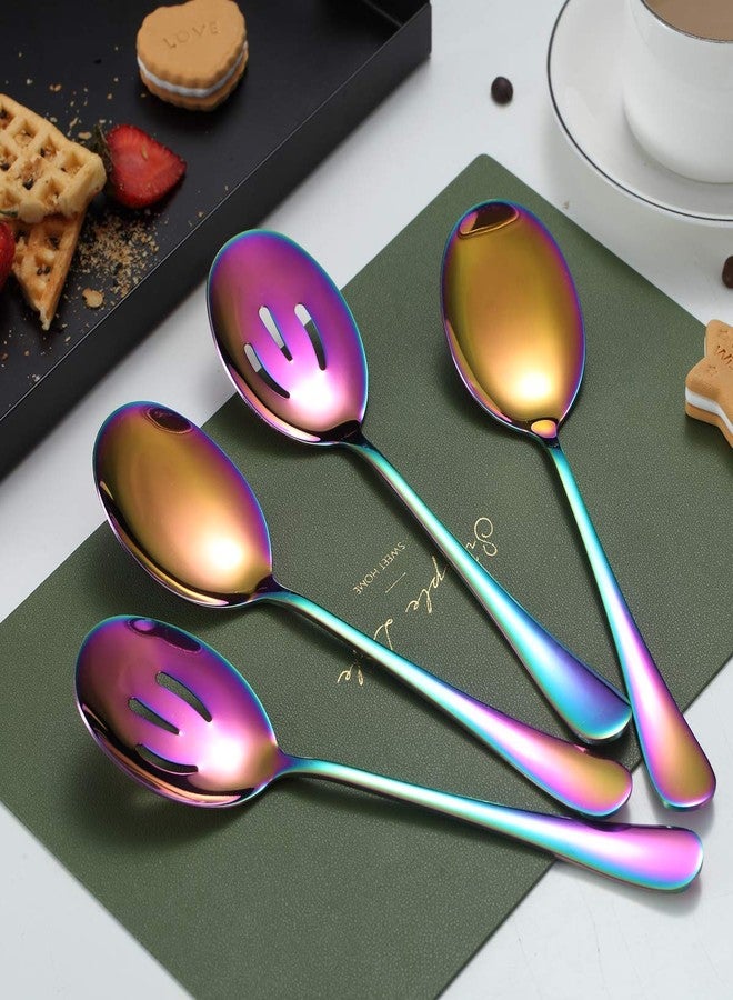 Kyraton Rainbow Serving Set - 4 Piece Titanium Plated Utensils, Includes 2 Spoons and 2 Slotted Spoons - Image 2