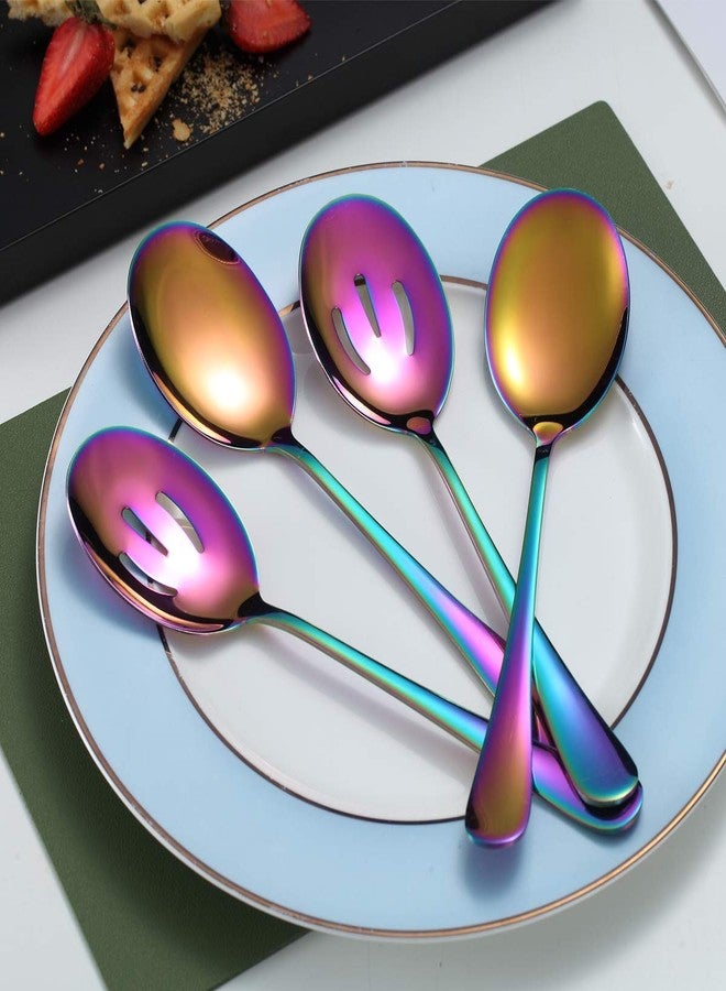 Kyraton Rainbow Serving Set - 4 Piece Titanium Plated Utensils, Includes 2 Spoons and 2 Slotted Spoons - Image 3