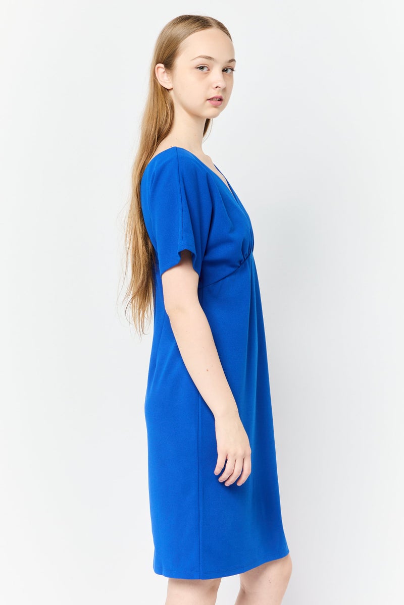 Donna Morgan Women Solid Mini Dress, Royal Blue - Image 2
