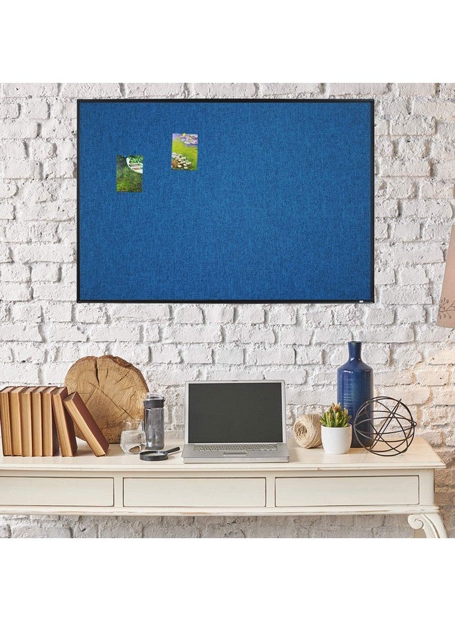 Lockways Linen Cork Bulletin Board, 36 X 24 Inch Framed Linen Fabric Pinboard, Blue Color Message Notice Wall Bulletin Cork Board For Home Kitchen Office Decorative, Black Aluminum Frame - Image 3