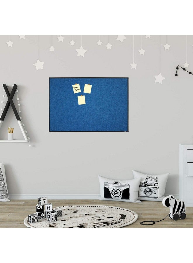 Lockways Linen Cork Bulletin Board, 36 X 24 Inch Framed Linen Fabric Pinboard, Blue Color Message Notice Wall Bulletin Cork Board For Home Kitchen Office Decorative, Black Aluminum Frame - Image 4