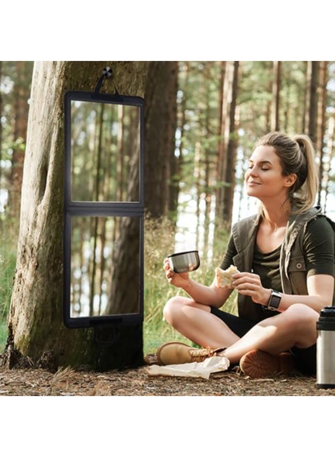 FOLDABLE FULL LENGTH TRAVEL MIRROR 33 PORTABLE SHATTERPROOF HANGING MIRROR FOLDING FULL LENGTH TRAVEL MAKEUP MIRROR FOR CAMPING RV SMALL SPACES