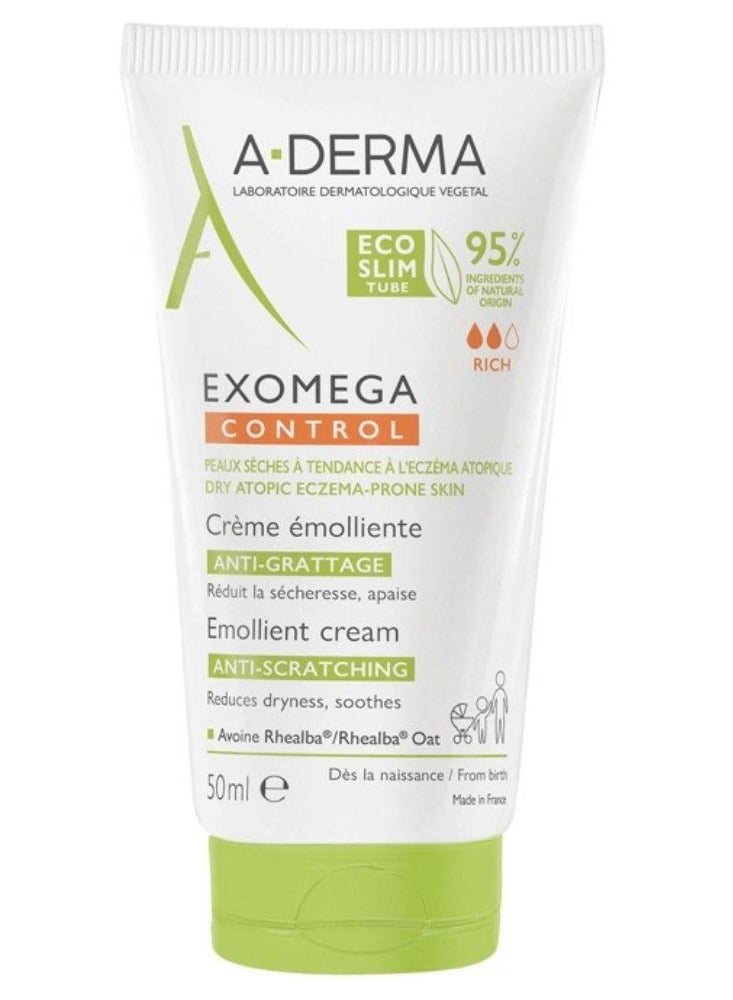A-DERMA A Derma Exomega Control Emollient Cream Atopic Skin 50ml - Image 1