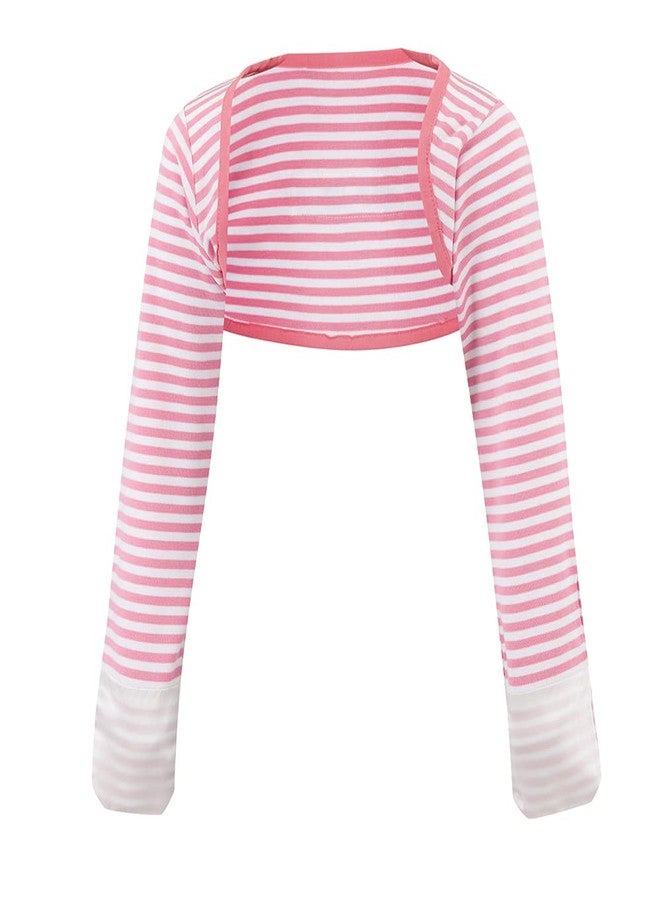 ScratchSleeves | Little Girls' Stay-On Scratch Mitts | Stripes | Pink and Cream | 3-4y - Image 4