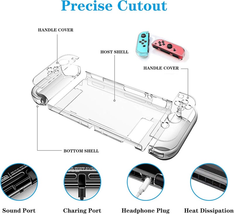 FANPL حقيبة شفافة قابلة للتوصيل لجهاز Nintendo Switch، غطاء حماية لجهاز Nintendo Switch ووحدة التحكم Joy Con - شفاف كريستالي - Image 3