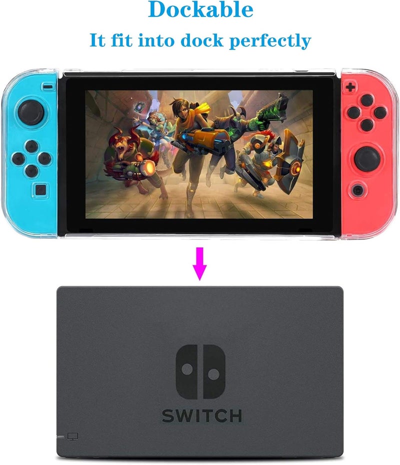 FANPL حقيبة شفافة قابلة للتوصيل لجهاز Nintendo Switch، غطاء حماية لجهاز Nintendo Switch ووحدة التحكم Joy Con - شفاف كريستالي - Image 2