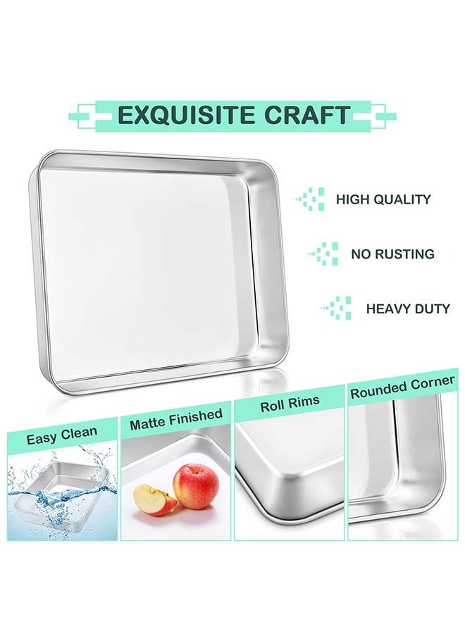 هاهاهاي مجموعة صواني فرن من قطعتين، صينية خبز مستطيلة عميقة للكعك، صواني خبز من الفولاذ المقاوم للصدأ مثالية لللازانيا والكعك والبيتزا، متوافقة مع الأفران ومواقد الغاز والكهرباء والسيراميك، آمنة للغسل في غسالة الأطباق، 25x20x5 سم - Image 2