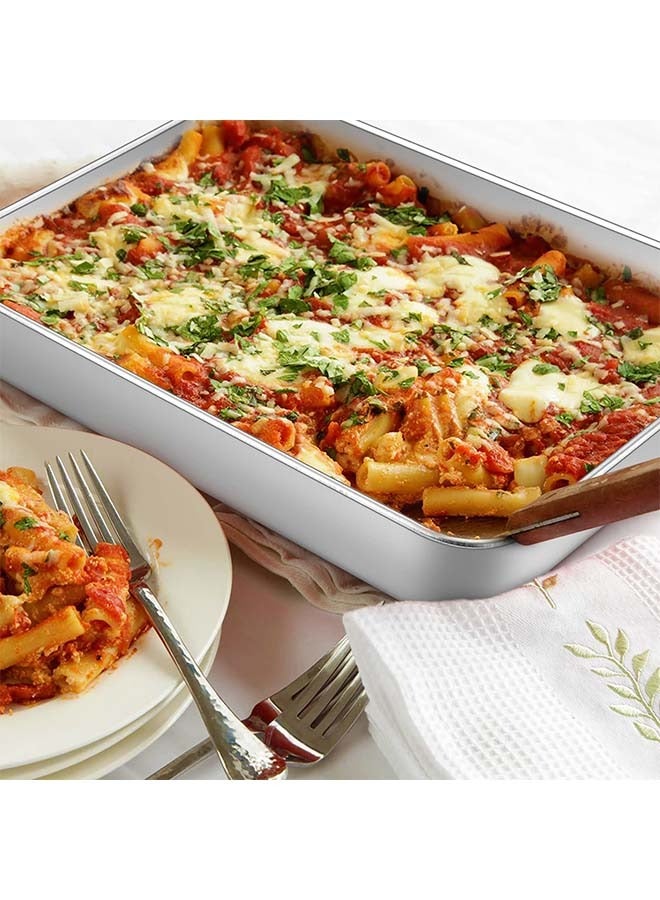 هاهاهاي مجموعة صواني فرن من قطعتين، صينية خبز مستطيلة عميقة للكعك، صواني خبز من الفولاذ المقاوم للصدأ مثالية لللازانيا والكعك والبيتزا، متوافقة مع الأفران ومواقد الغاز والكهرباء والسيراميك، آمنة للغسل في غسالة الأطباق، 25x20x5 سم - Image 5