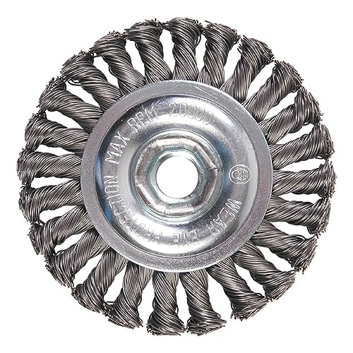 Mercer Industries 186510B - 4" x 1/2" x 5/8"-11 Knot Wire Wheel, .020 Carbon Steel Wire - Image 1