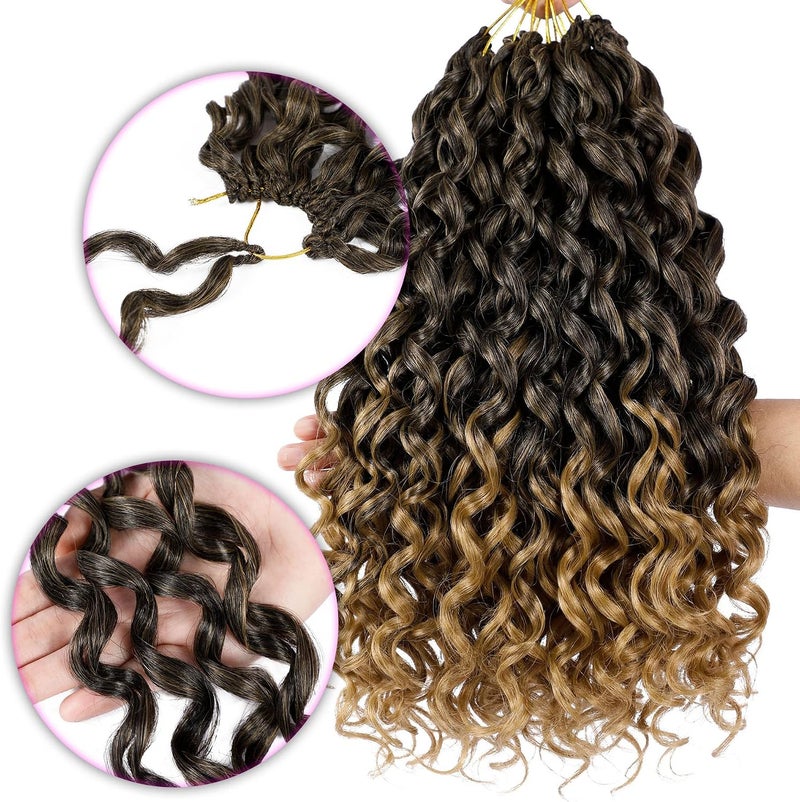 Eerya 7 Packs GoGo Curl Crochet Hair 18 Inch Short Curly Crochet Hair for Women Beach Curl Water Wave Deep Twist Crochet Braids Synthetic Braiding Hair Extensions(18 Inch, T1B/27) - Image 5
