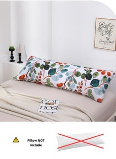 LUNA Home 1 Piece Long Body Pillow Case Green Leaves Design  - Image 4