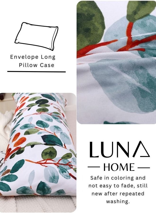 LUNA Home - 1 Piece Long Body Pillow Case Green Leaves Design - Image 1